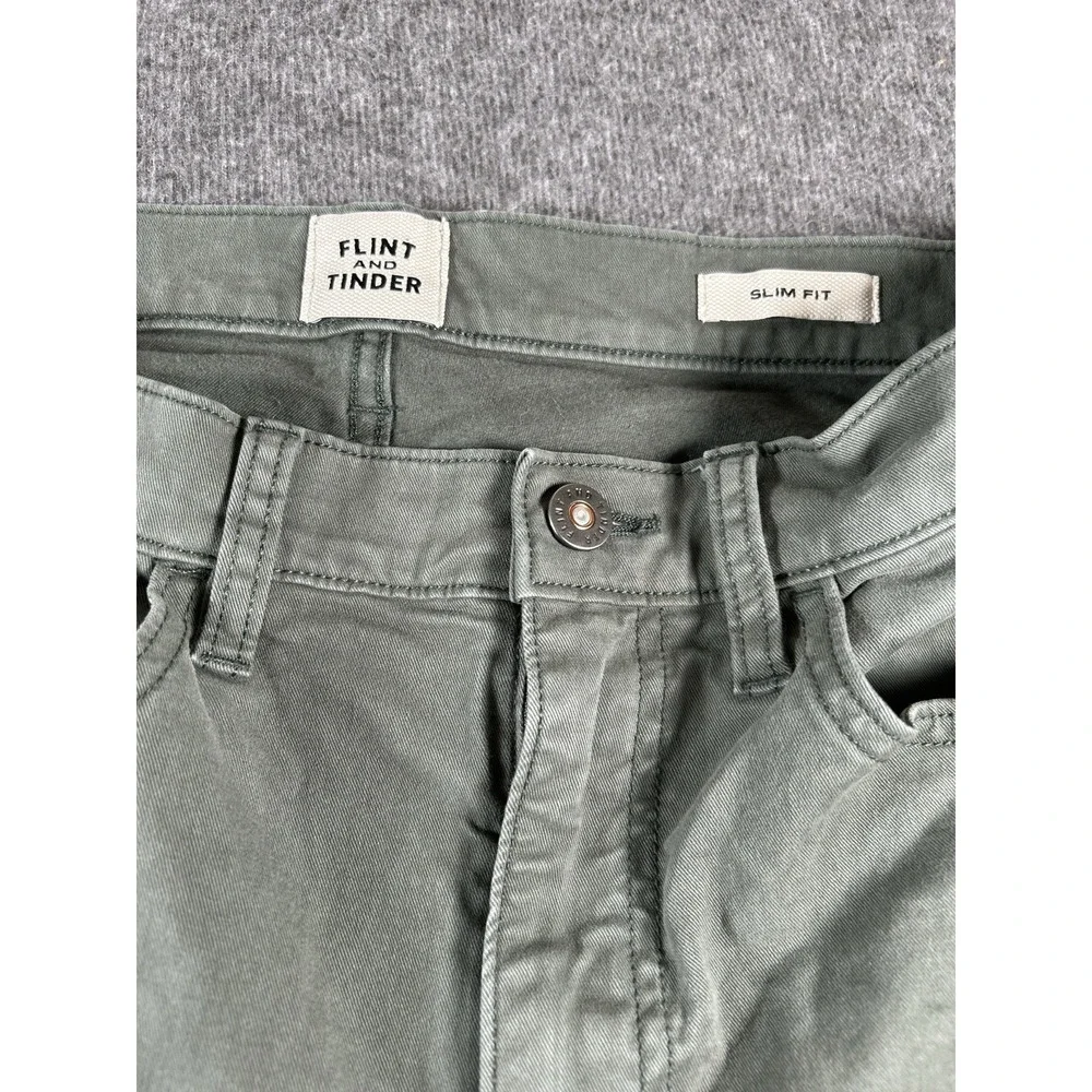 Flint and Tinder Pants Mens 31x32 Green Slim Fit Stretch Chino‎ Casual Cotton